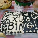 Cake welcoming Xu Bing to UC Davis. Photo by Yawen Tan.